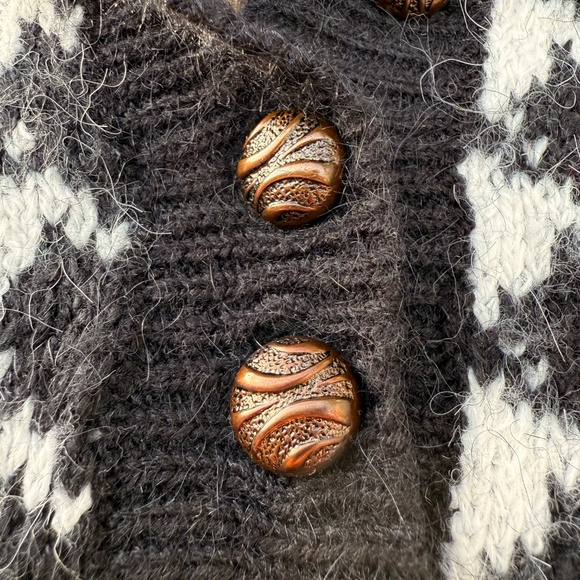 Vintage 80s Black & white houndstooth polo sweater - Picture 5 of 8